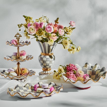 Sterling Check Ceramic Serving Platter
