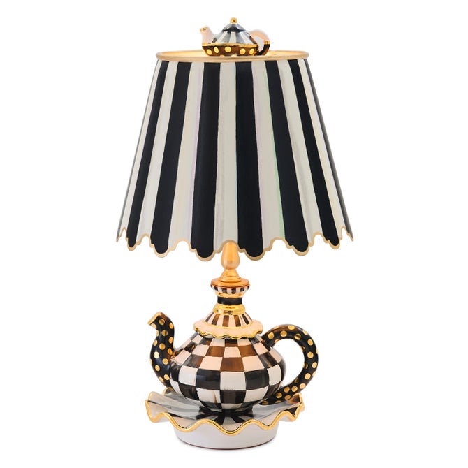 Courtly Check Ceramic Teapot Table Lamp image number 2