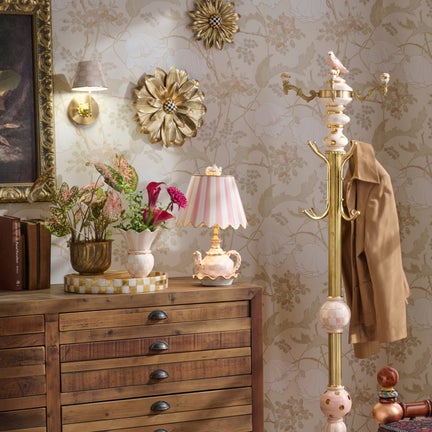 Rosy Check Ceramic Teapot Table Lamp