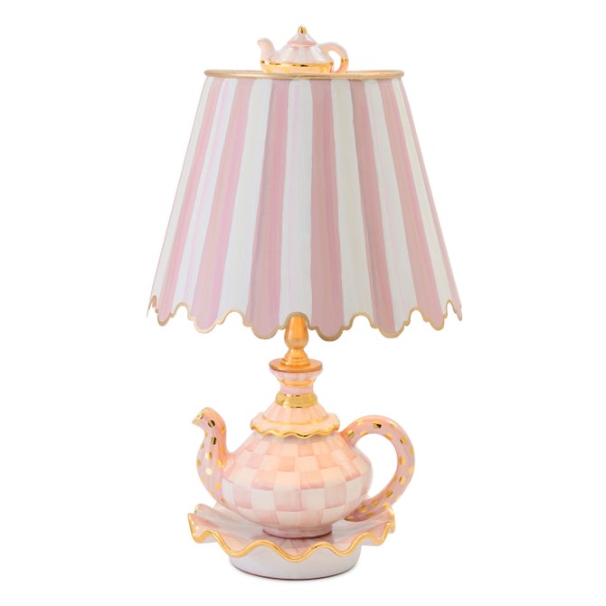 Rosy Check Ceramic Teapot Table Lamp image number 3