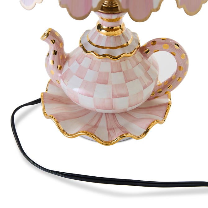 Rosy Check Ceramic Teapot Table Lamp image number 4