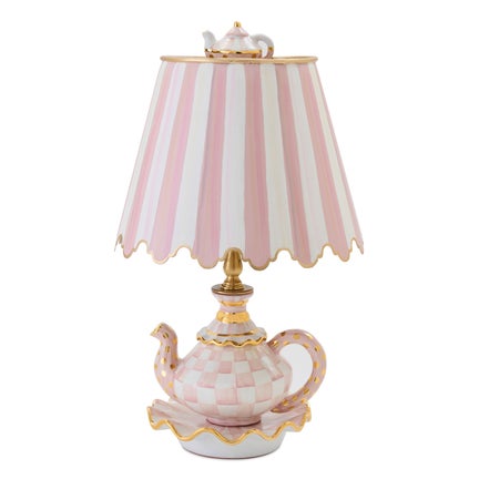 Rosy Check Ceramic Teapot Table Lamp