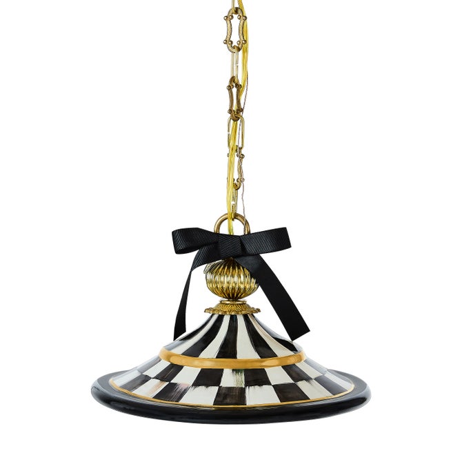Courtly Check Flared Ceramic Pendant Lamp image number 3