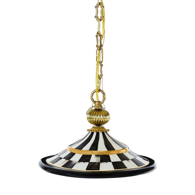 Courtly Check Flared Ceramic Pendant Lamp image number 0