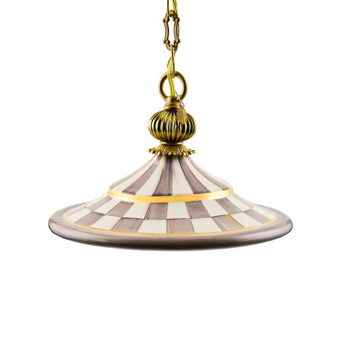 Sterling Check Flared Ceramic Pendant Lamp image number 0
