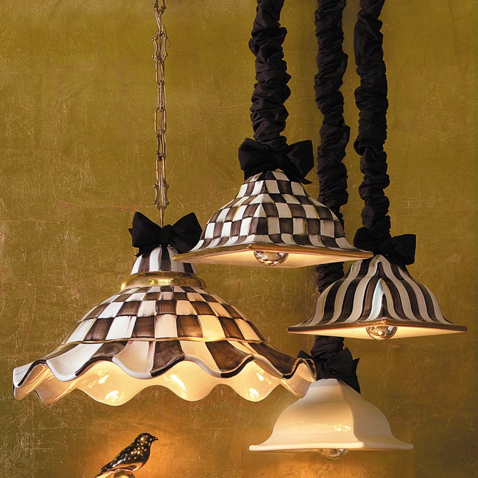 Courtly Check Ceramic Fluted Hanging Lamp image number 3