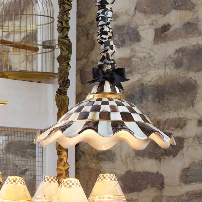 Courtly Check Ceramic Fluted Hanging Lamp image number 4