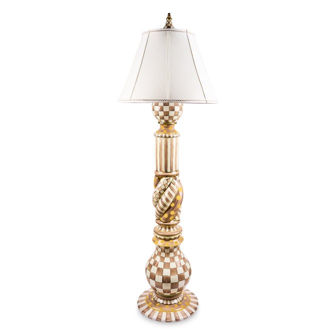 Mocha Check Ceramic Floor Lamp image number 0