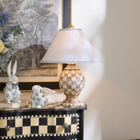 Mocha Check Ceramic Globe Lamp