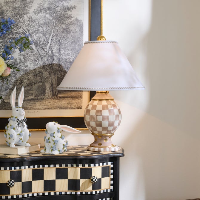 Mocha Check Ceramic Globe Lamp image number 1