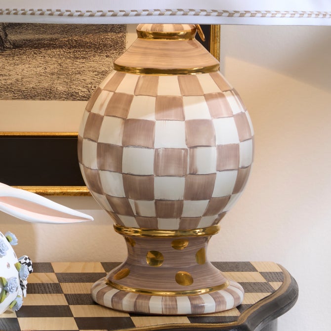 Mocha Check Ceramic Globe Lamp image number 2