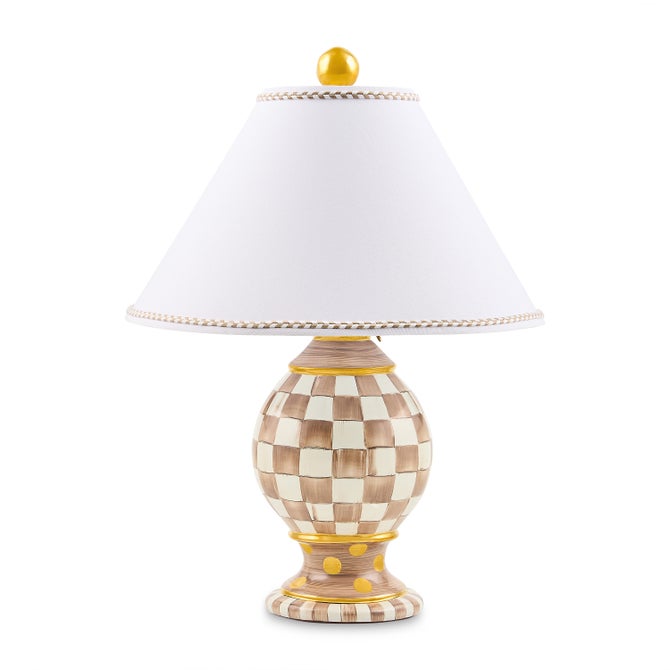 Mocha Check Ceramic Globe Lamp image number 0