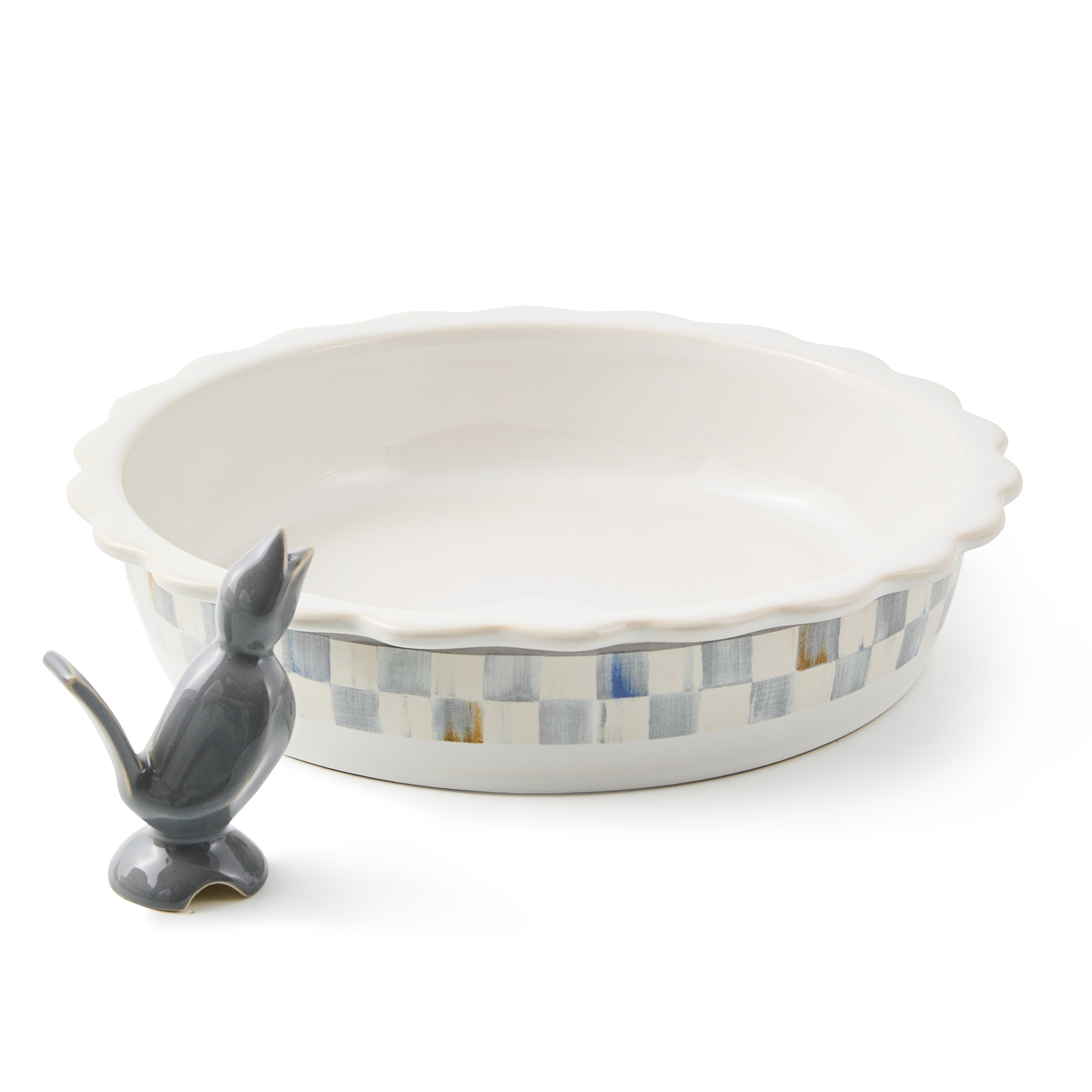 MacKenzie-Childs Sterling Check Pie Plate with Pie Bird - Thumbnail 2