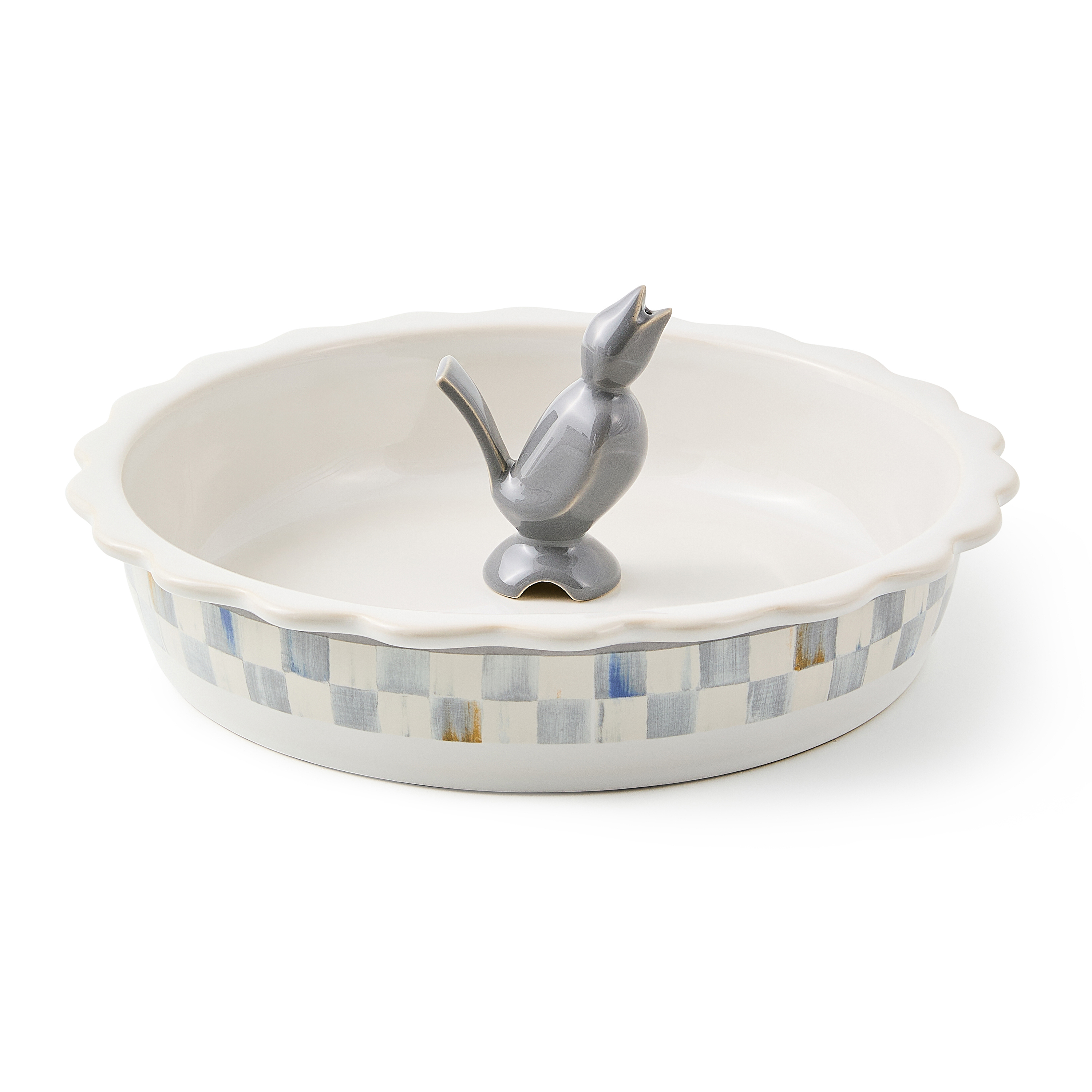 MacKenzie-Childs Sterling Check Pie Plate with Pie Bird
