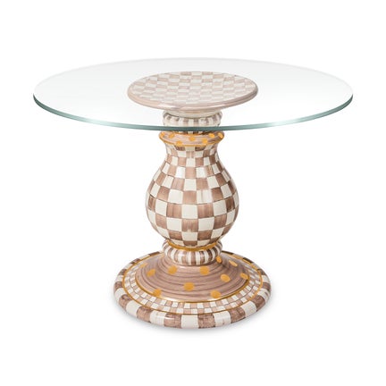 Mocha Check Ceramic Pedestal Table Base