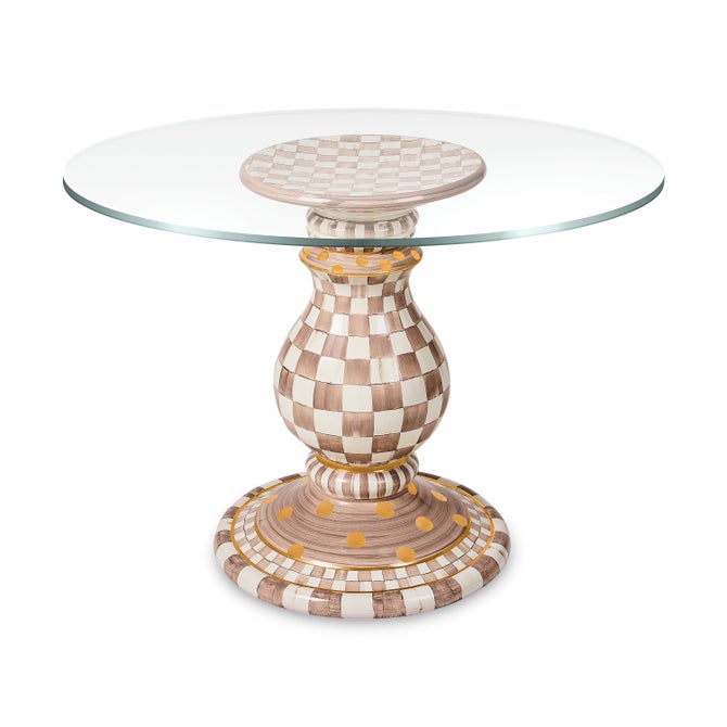 Mocha Check Ceramic Pedestal Table Base image number 1
