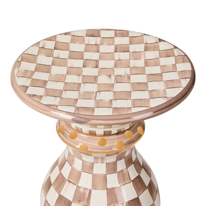 Mocha Check Ceramic Pedestal Table Base image number 2