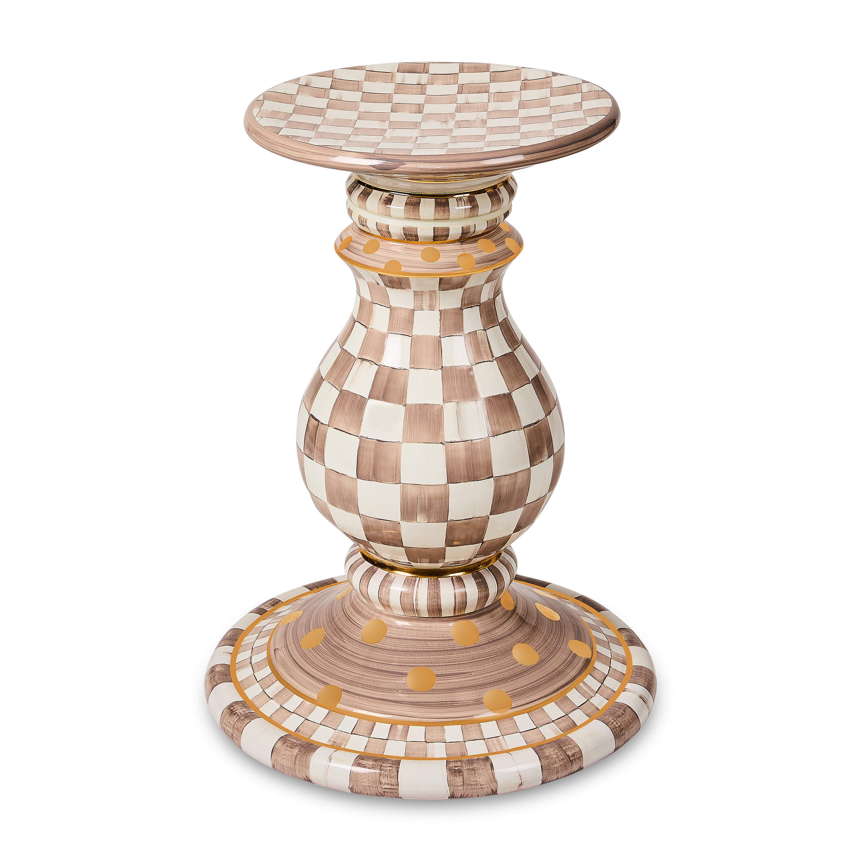 MacKenzie-Childs | Mocha Check Ceramic Pedestal Table Base