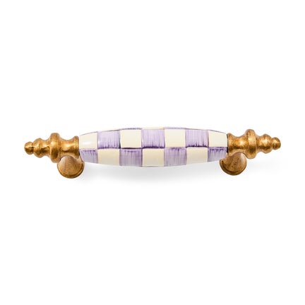 Violet Check Brass Drawer Pull