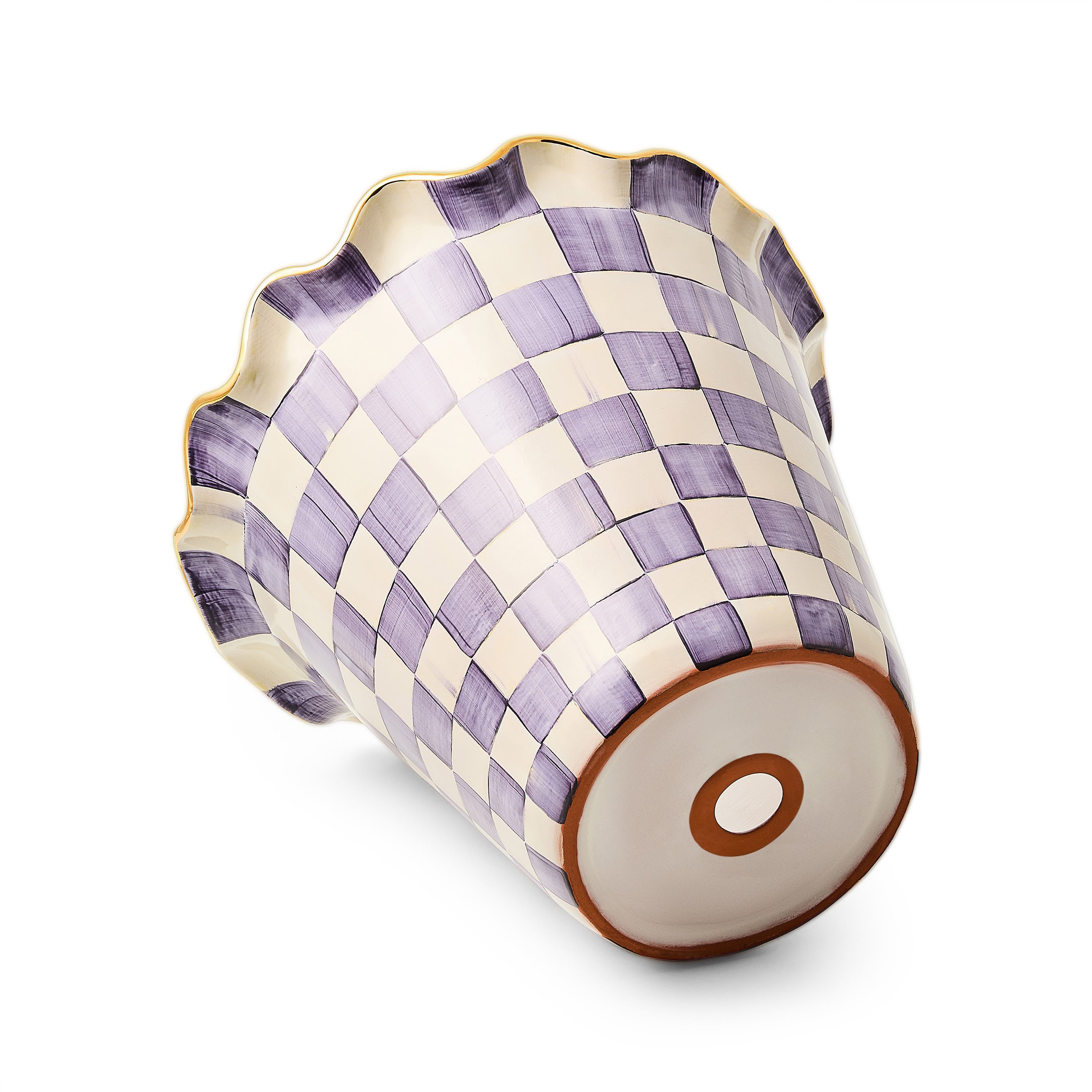 MacKenzie-Childs | Violet Check Ceramic Jumbo Garden Pot