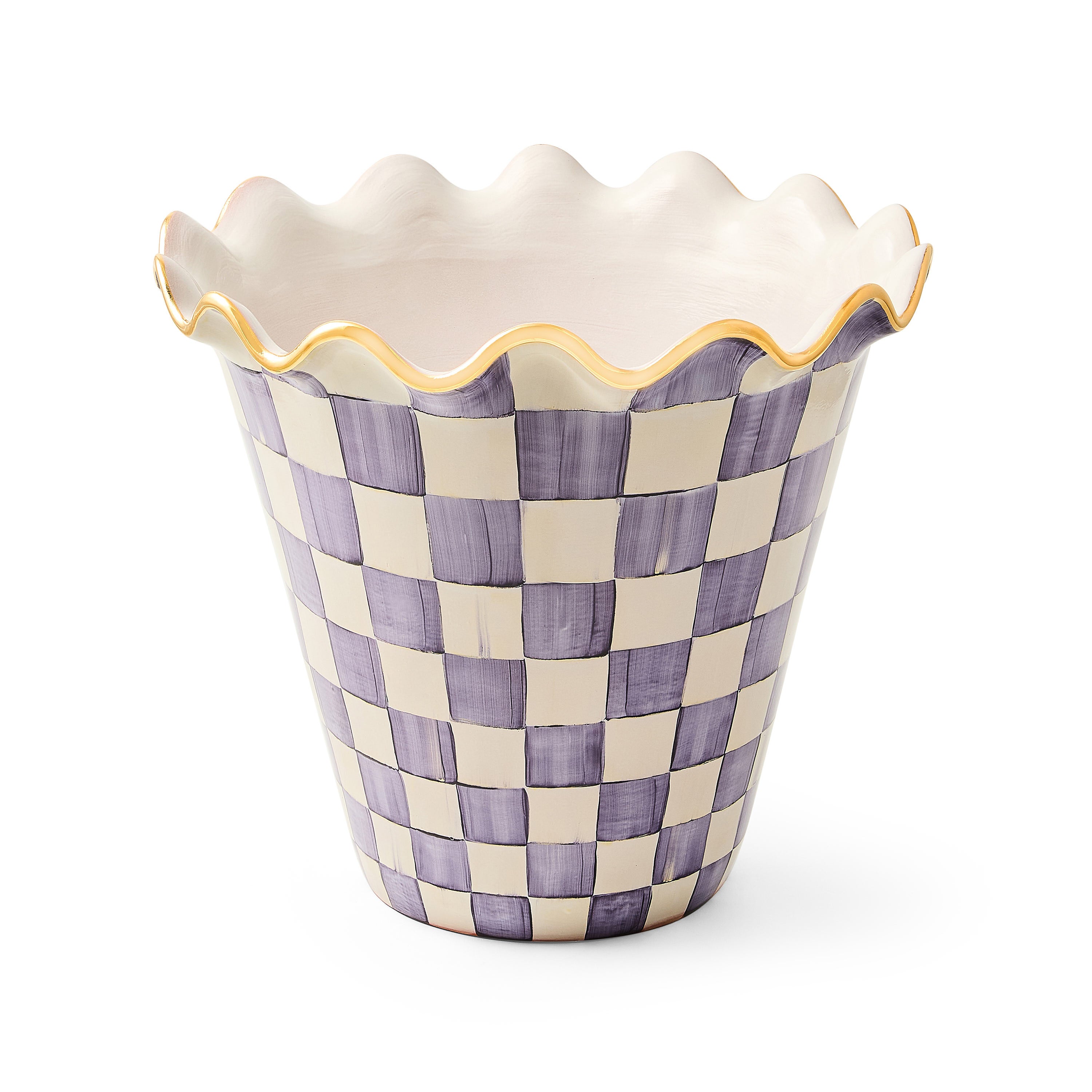 MacKenzie-Childs | Violet Check Ceramic Jumbo Garden Pot
