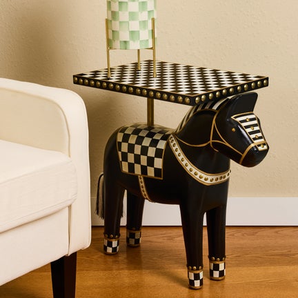 Courtly Check Carved Horse Table