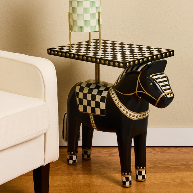 Courtly Check Carved Horse Table image number 1