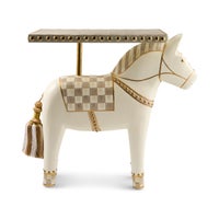 Mocha Check Carved Horse Table