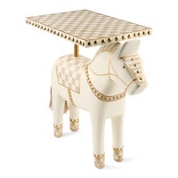 Mocha Check Carved Horse Table