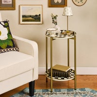 Courtly Check Enamel 2-Tier Cocktail Table