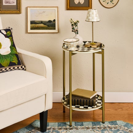 Courtly Check Enamel 2-Tier Cocktail Table
