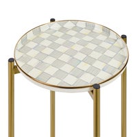 Sterling Check Enamel 2-Tier Cocktail Table