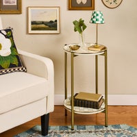 Sterling Check Enamel 2-Tier Cocktail Table