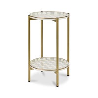 Sterling Check Enamel 2-Tier Cocktail Table