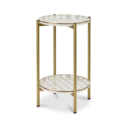 Sterling Check Enamel 2-Tier Cocktail Table