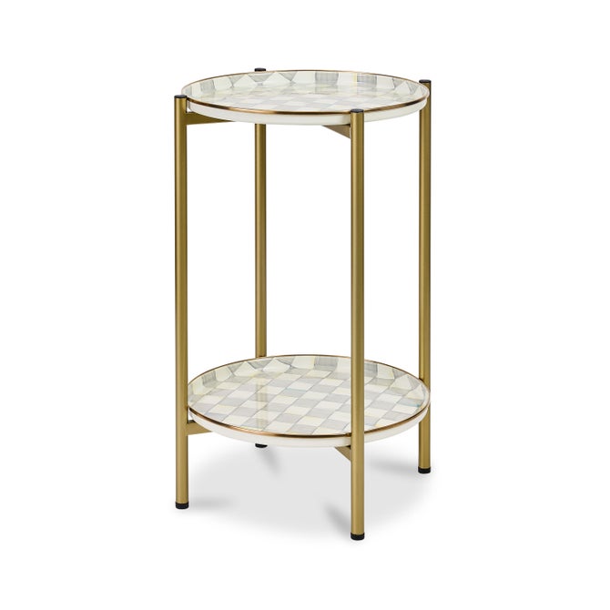Sterling Check Enamel 2-Tier Cocktail Table image number 0