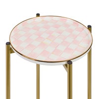 Rosy Check Enamel 2-Tier Cocktail Table