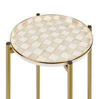 Mocha Check Enamel 2-Tier Cocktail Table