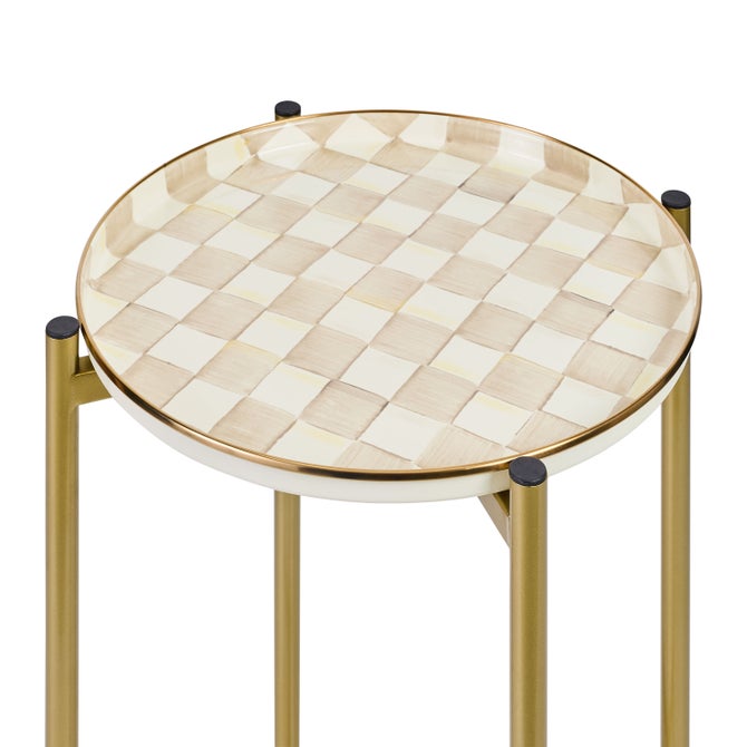 Mocha Check Enamel 2-Tier Cocktail Table image number 2