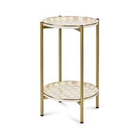 Mocha Check Enamel 2-Tier Cocktail Table