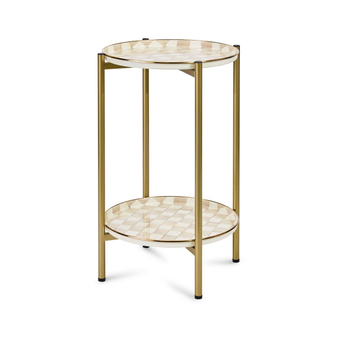 Mocha Check Enamel 2-Tier Cocktail Table image number 0
