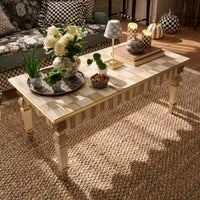Mocha Check & Stripe Coffee Table