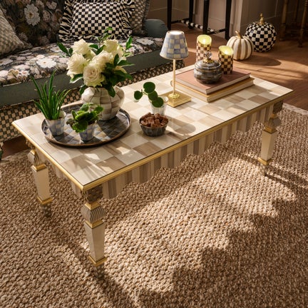 Mocha Check & Stripe Coffee Table