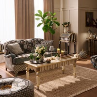 Mocha Check & Stripe Coffee Table