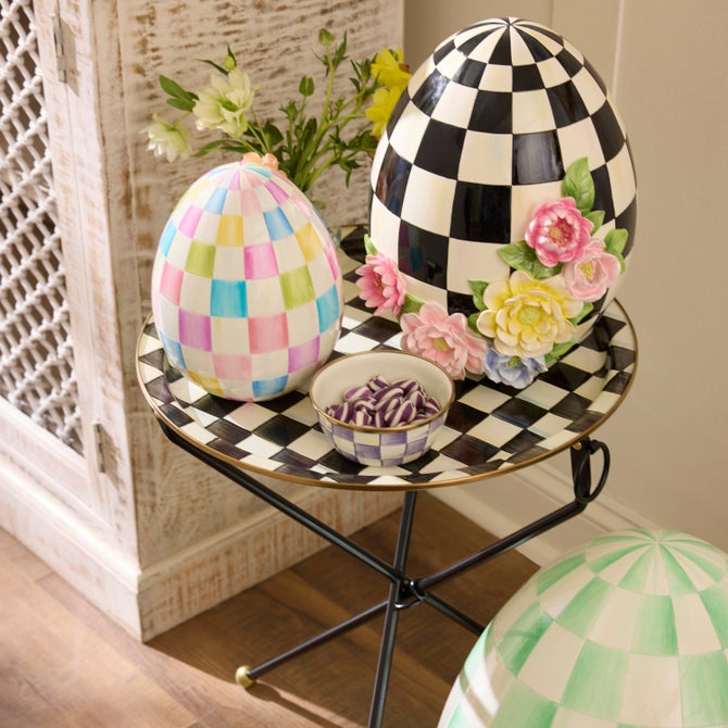 Courtly Check Enamel Tilt Accent Table image number 1
