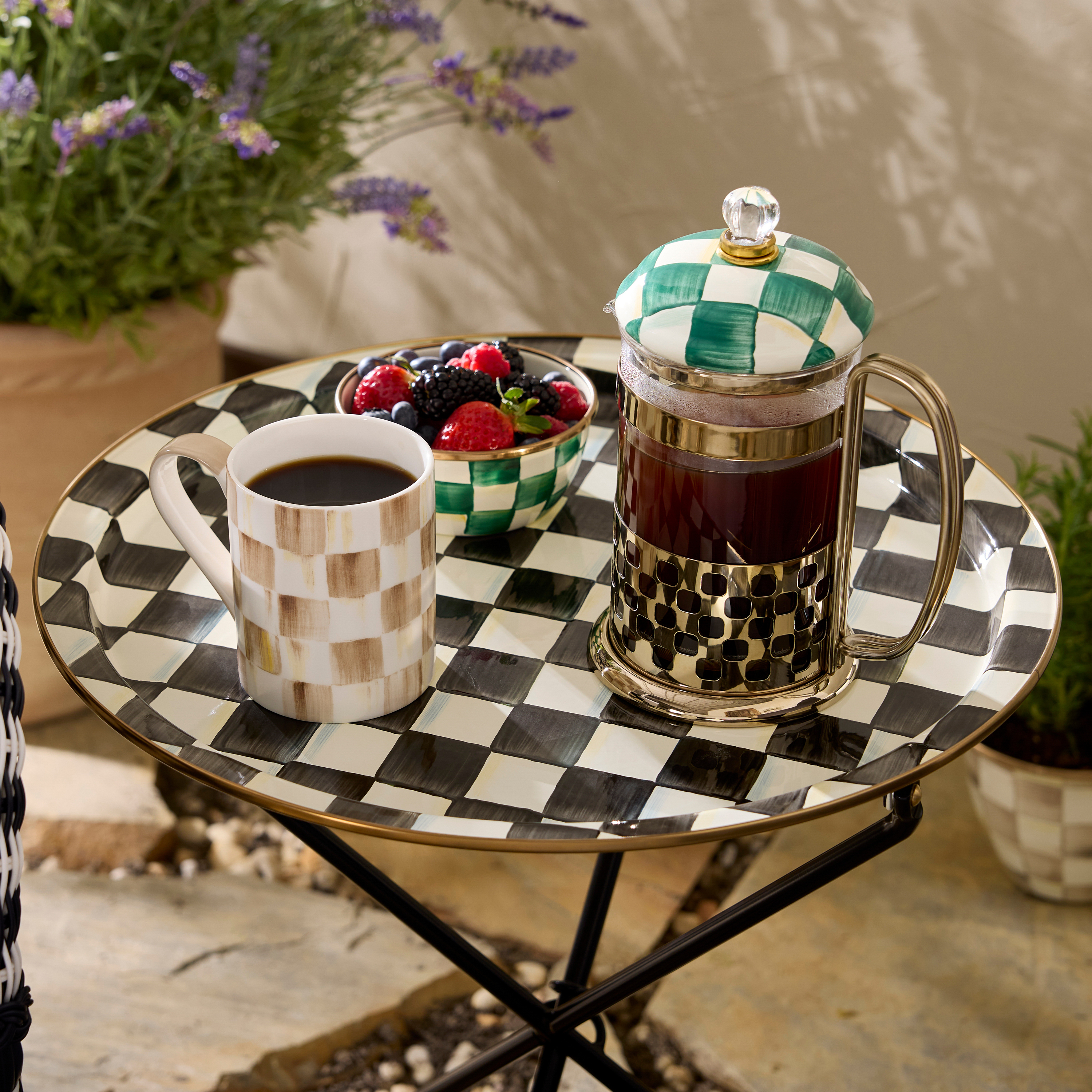 MacKenzie-Childs | Courtly Check Enamel Tilt Accent Table