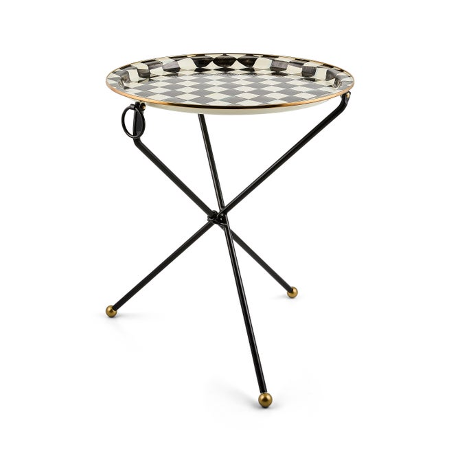 Courtly Check Enamel Tilt Accent Table image number 2