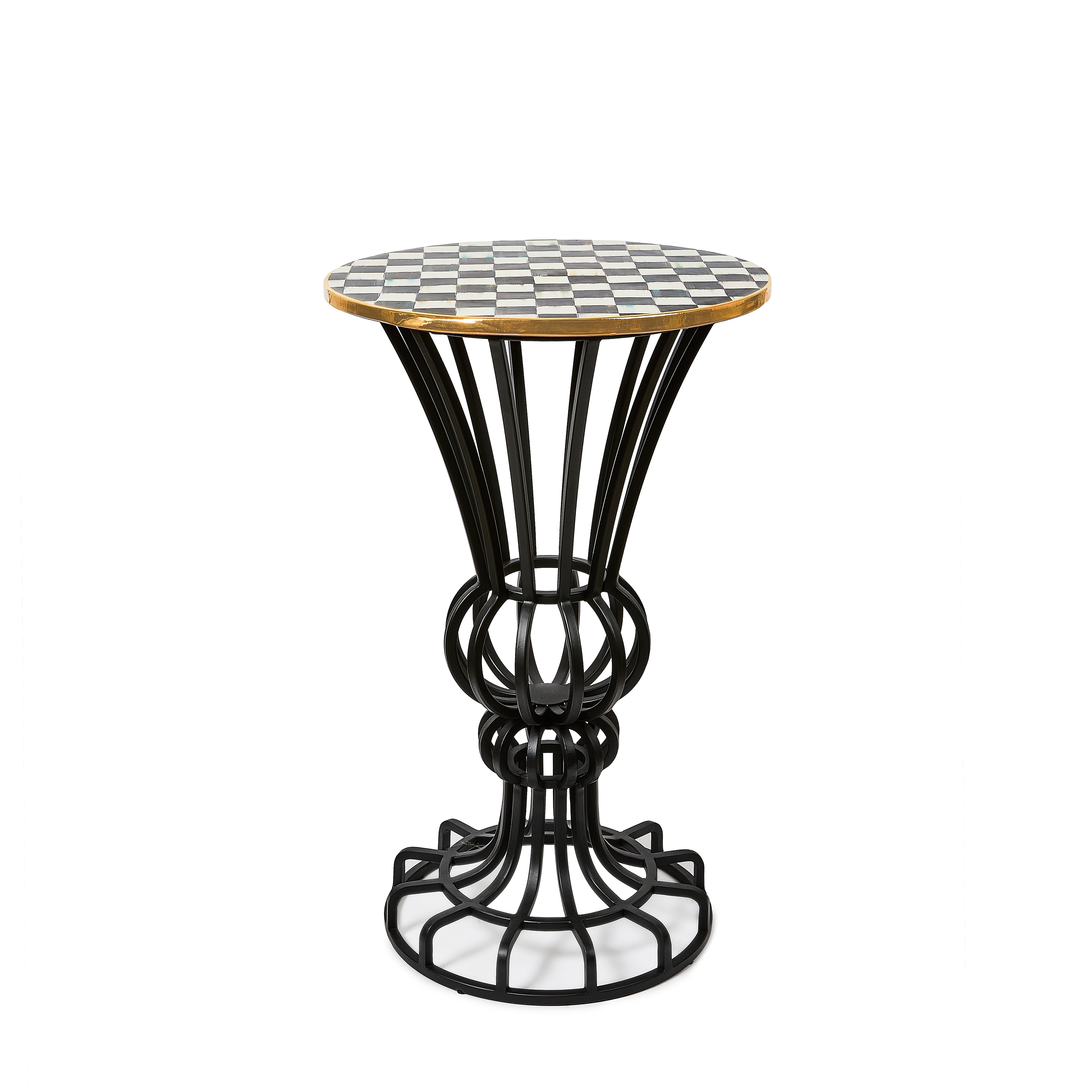 MacKenzie-Childs Courtly Check Pedestal Accent Table