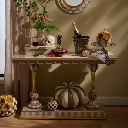 Mocha Brass & Ceramic Console Table