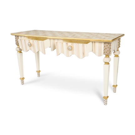 Mocha Check & Stripe Console Table